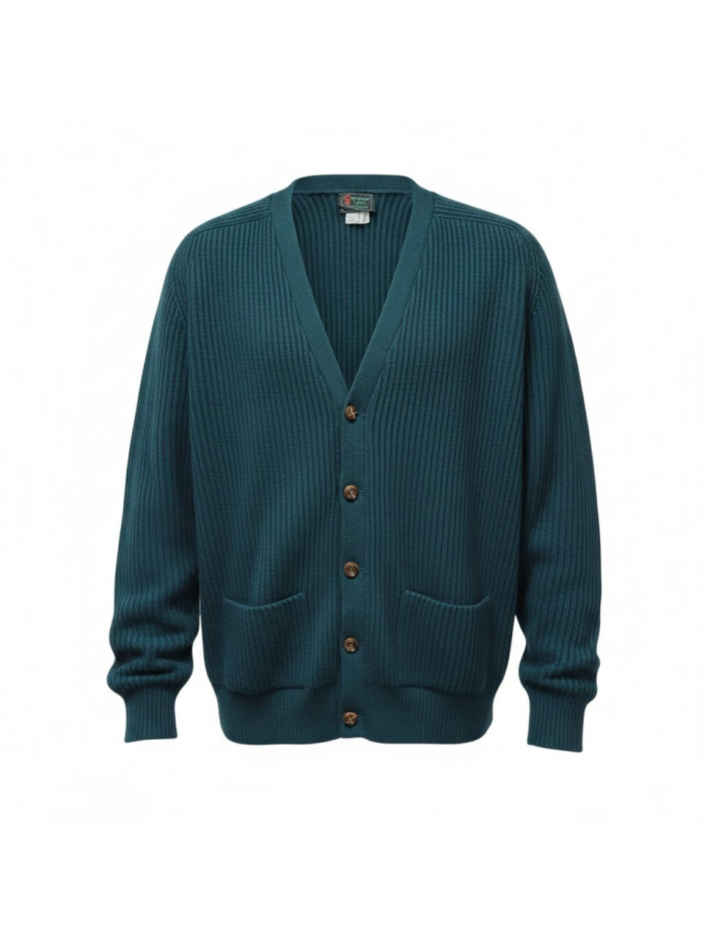 Abercrombie & Fitch Men Ribbed Pure Cashmere Green Cardigan Made In Scotland 40